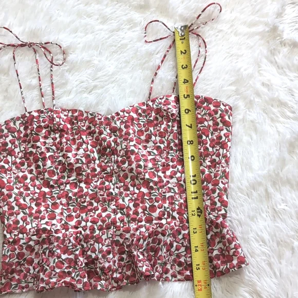 J. Crew Red Roses Cropped Bustier Peplum Top in Eliza Liberty Fabric - Picture 11 of 13